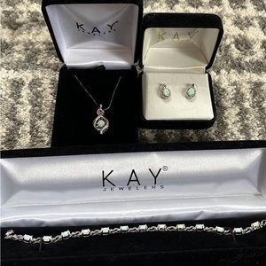 SOLD🪩 Kay Jewelers Opal Necklace, Earrings, and Bracelet Set